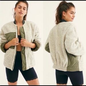 Free People Rivington Sherpa Shearling Color block coat.Oatmeal,size small.